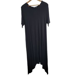 Boohoo Moira Hanky Hem Swing Dress Size 20 Black New With Tag